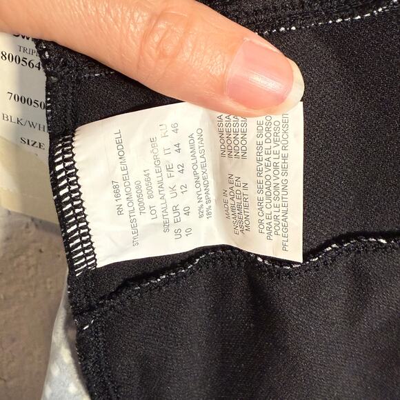 Swim Solutions Women's Printed Halter Tankini Swim Top black/white 10 $72 - Picture 8 of 8